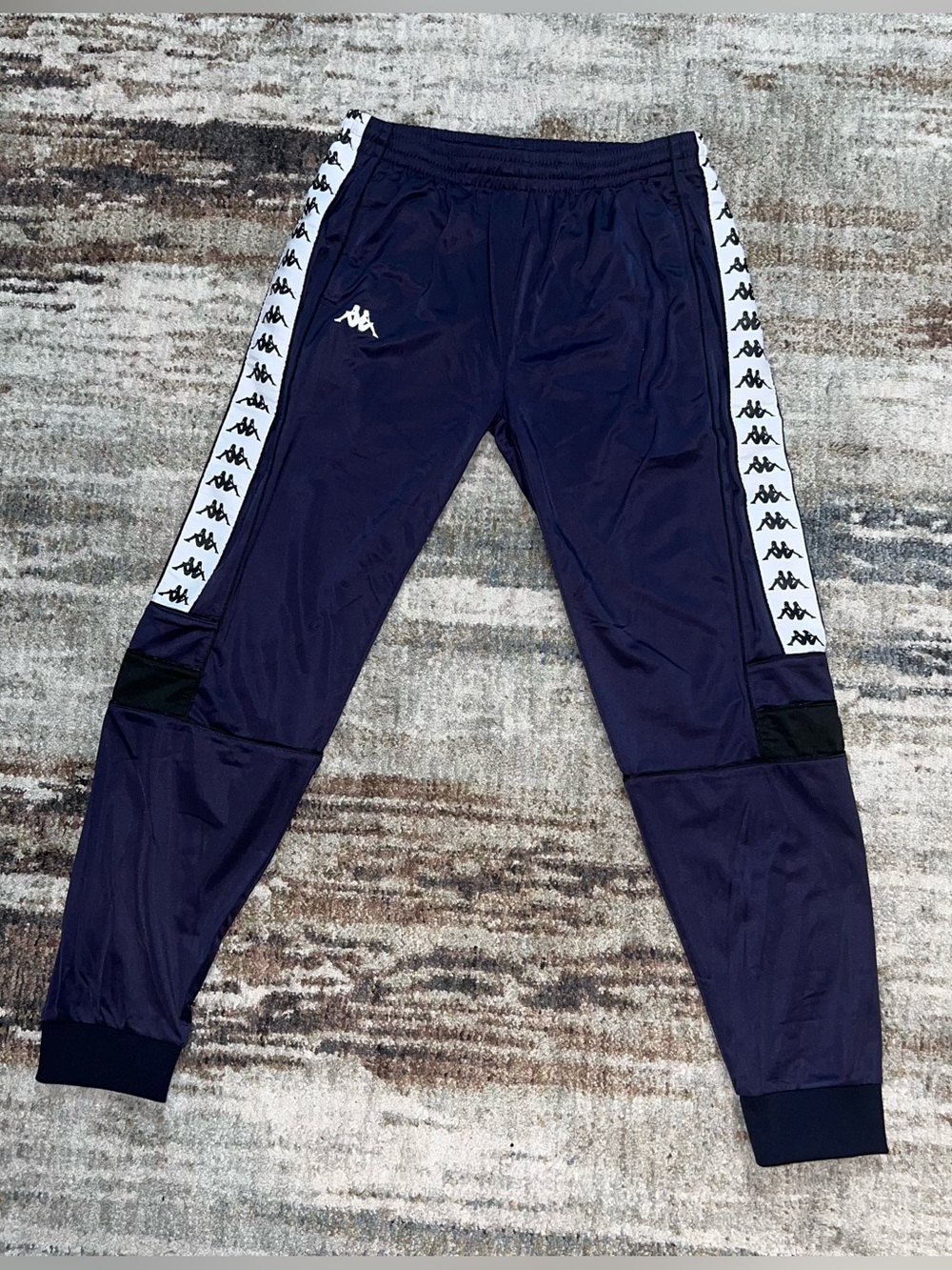 NEW KAPPA Authentic Navy Blue Logo Tape Jogger Track Pants